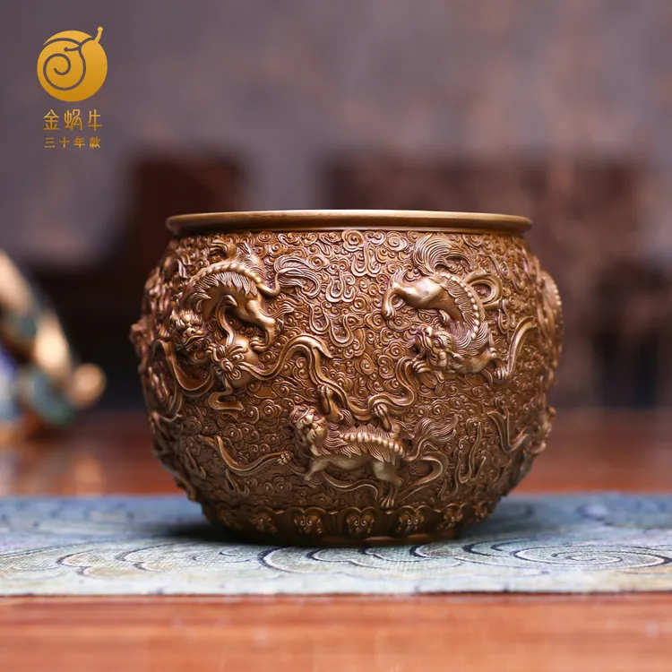 金蜗牛14#事事如意缸黄铜居家玄关办公室书房摆件礼品铜工艺品商品图