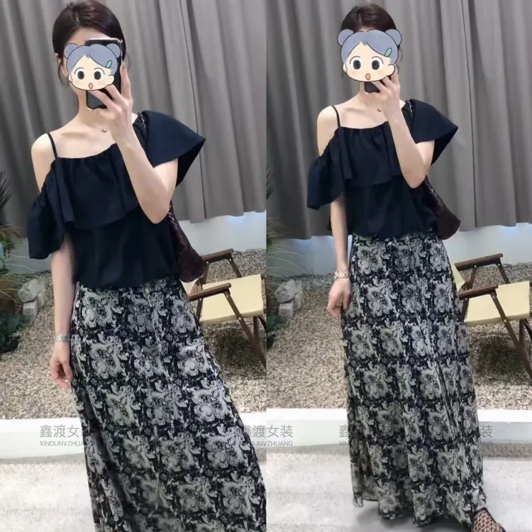 2025夏季新款时尚显瘦气质女士网红洋气两件套百搭款D5782