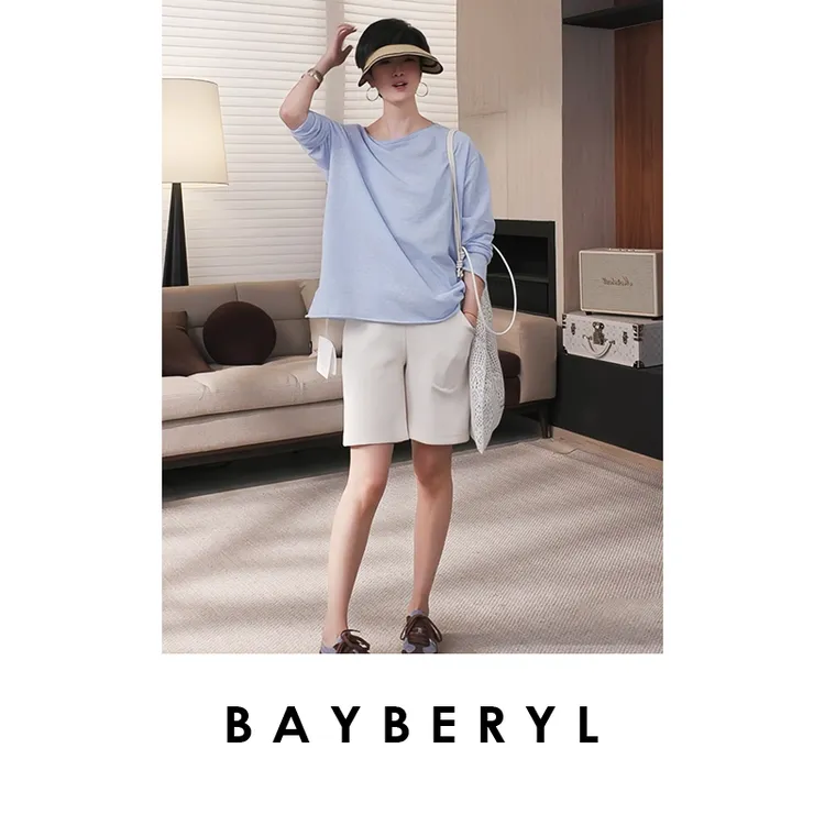  BAYBERYL老贝露风短裤*瑜伽抽绳显瘦舒适夏休闲裤XXK5D2225