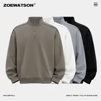 【ZOEWATSON】立领卫衣半拉链纯色百搭上衣慵懒风正肩长袖男Z5121