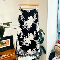 25BQ3435中式黑白提花刺绣蕾丝半身裙女春新款优雅花色中长款半裙
