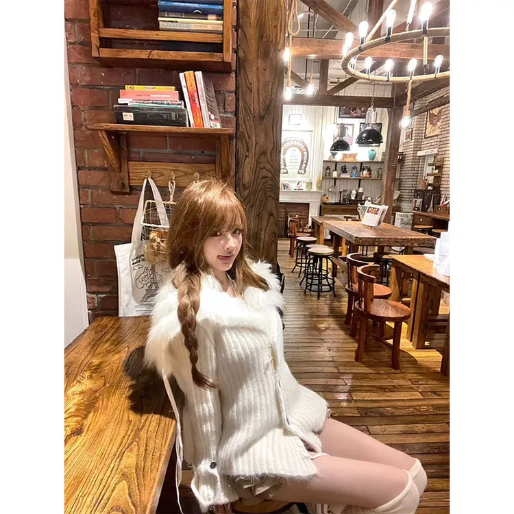 【贵贵千金】秋冬季宽松慵懒高级感针织开衫外套上衣搭显瘦气质短裤