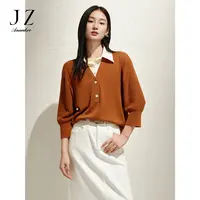 【小余专属】玖姿安娜蔻KWFC31010慵懒风针梭拼接假两件针织衫女春
