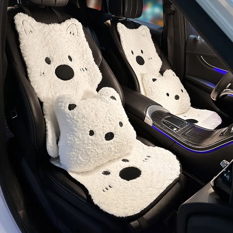 2025汽车坐垫冬季加厚毛绒卡通可爱西高地小狗车内保暖秋冬垫子女