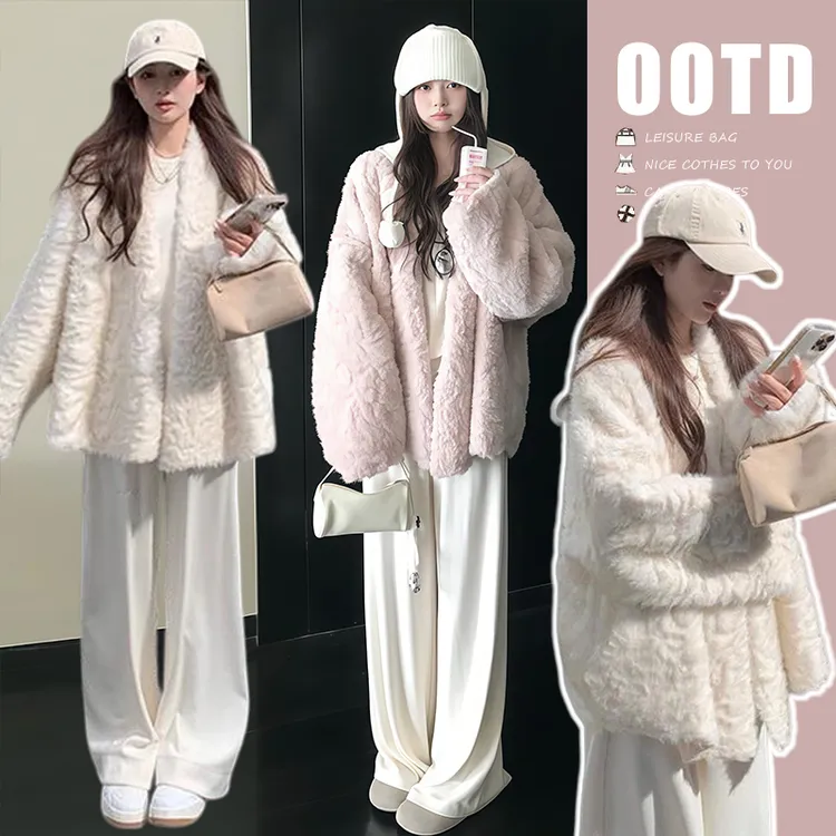 孕妇装2025新款冬季爆款加厚毛毛外套加绒阔腿裤减龄孕妇两件套