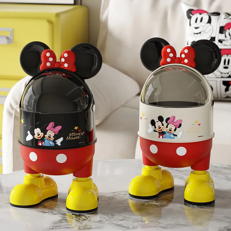 防臭防漏可爱风米奇米妮触摸垃圾桶学生大容量带盖便携式卧室