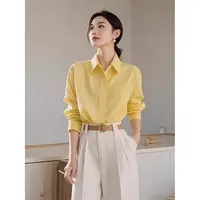 初秋穿搭高级感轻奢干练气质女装冷淡系独特别致职业黄色衬衫套装