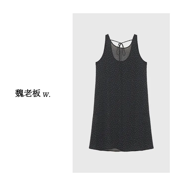 W.Diva【星夜长裙】无袖波点洋气随性印花吊带裙连衣裙女51D091682