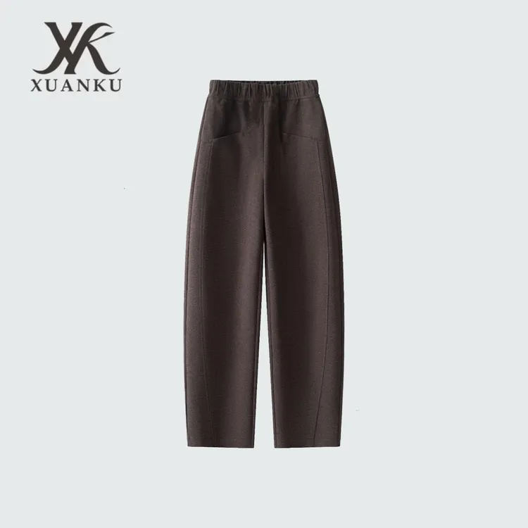 【XUANKU】冬季加绒加厚糯感休闲裤吹干宽松百搭显瘦舒适弯刀裤2669