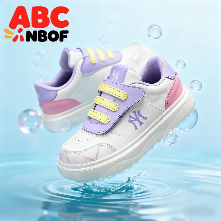 ABC NBOF女童鞋子儿童运动鞋女孩2025最新款皮面防水时尚女公主鞋