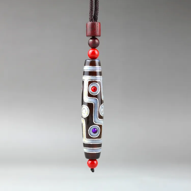 九眼天珠天然西藏真品八五9眼吊坠男至纯玛瑙项链镶嵌藏式老天珠