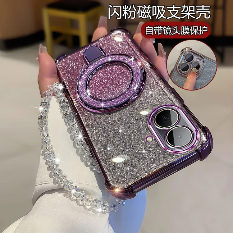 适用hi畅享80gt网红手机壳女潮闪粉支架高级感个性创意镜头保护壳