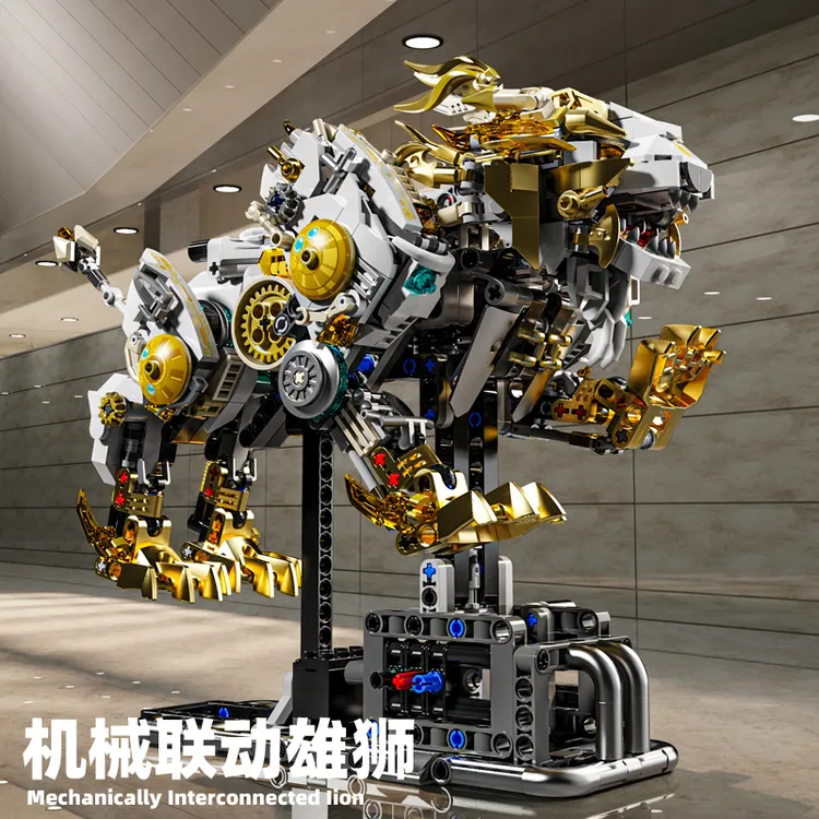 机械雄狮积木2025新款蒸汽朋克动物拼装玩具模型桌面摆件男孩礼物