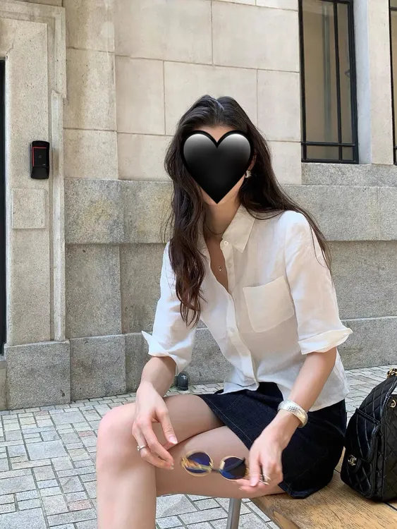 【甜粿妹妹】时髦知识分子仿亚麻中袖衬衫女通勤衬衣收腰气质上衣