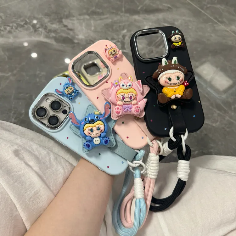 银框小胖妹拉布布公仔适用苹果16Promax手机壳15华为荣耀VIVO小米