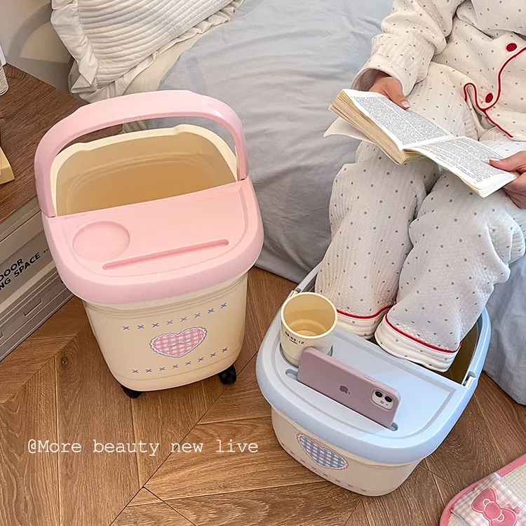 泡脚桶家用保温儿童专用洗脚盆小孩宿舍带轮女士养生加高过膝小腿