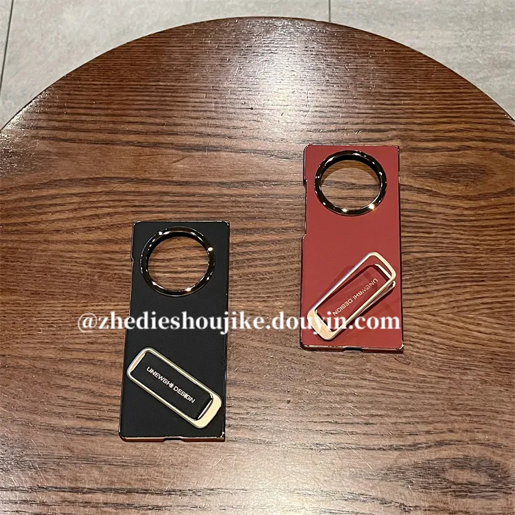 适用vivoxfold3手机壳xfold3折叠屏轻奢真皮腕带支架超薄单后壳