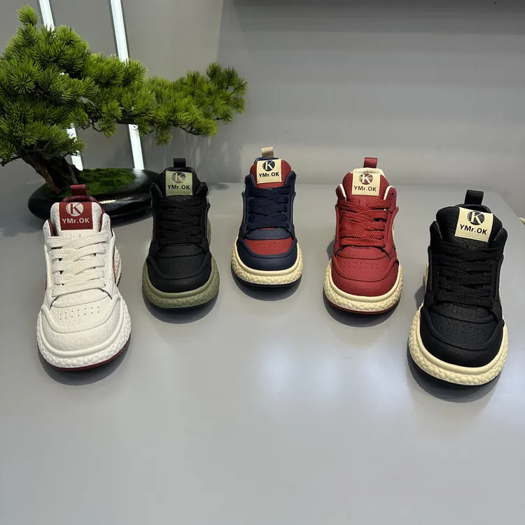 2-1289冬季新款男士休闲鞋时尚百搭中帮纳帕纹皮革拼接运动男潮鞋