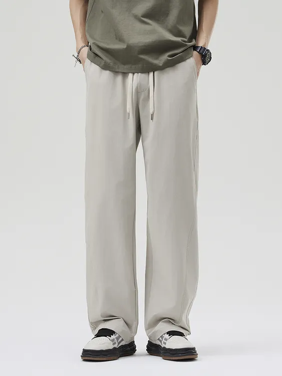 KUKULUKY速干休闲男裤夏季薄款美式垂感宽松百搭直筒阔腿裤男9692