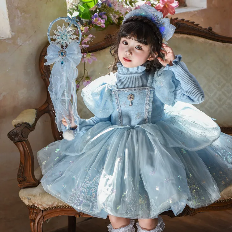 女童连衣裙2025新款洛丽塔公主裙爱莎公主六一表演生日夏季蓬蓬裙