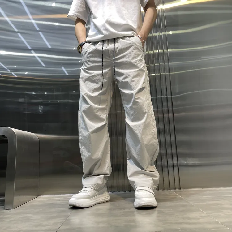 夏季轻薄男款美式直筒休闲裤宽松薄款户外速干男士百搭纯色男裤