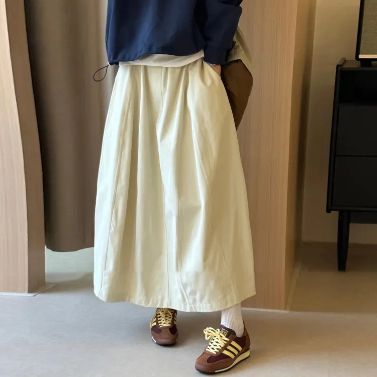 日系小清新少女花苞半身裙2025秋高腰显瘦休闲中长款工装蓬蓬半裙