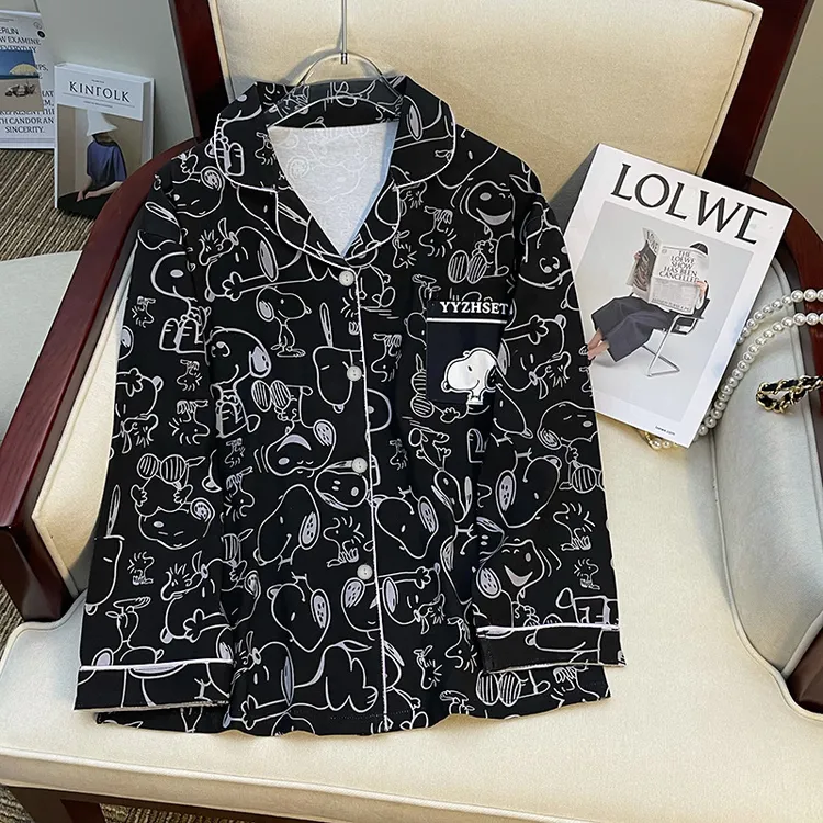 长袖女生睡衣卡通实拍春秋季卡通家居服套装新款闺蜜装甜美