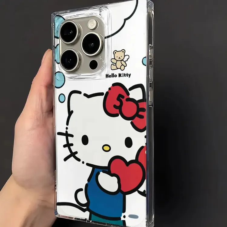 抱心线条kitty猫苹果手机冰晶壳适用13promax苹果8plus12手机壳13