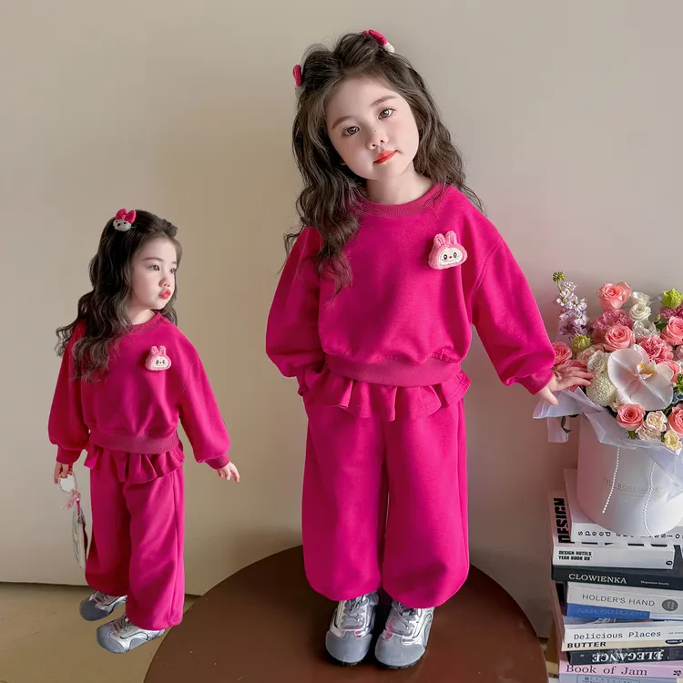女童套装洋气甜美儿童多巴胺穿搭卫衣休闲两件套小女孩宝宝春秋装