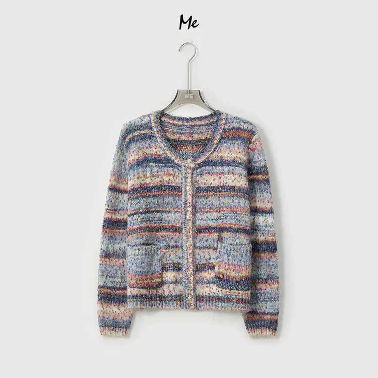 ME【彩虹糖毛衣小香】超细美利奴绵羊毛芝麻花纱针织毛衣MESA4254