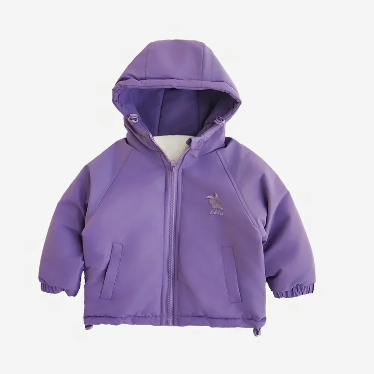 女童秋冬季加绒加厚冲风衣外套儿童保暖衣服开衫外套儿童简约上衣