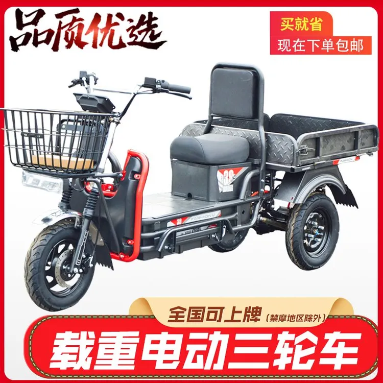 载重王电动三轮车拉货载货快递爬坡路霸长跑王锂电池家用送货车