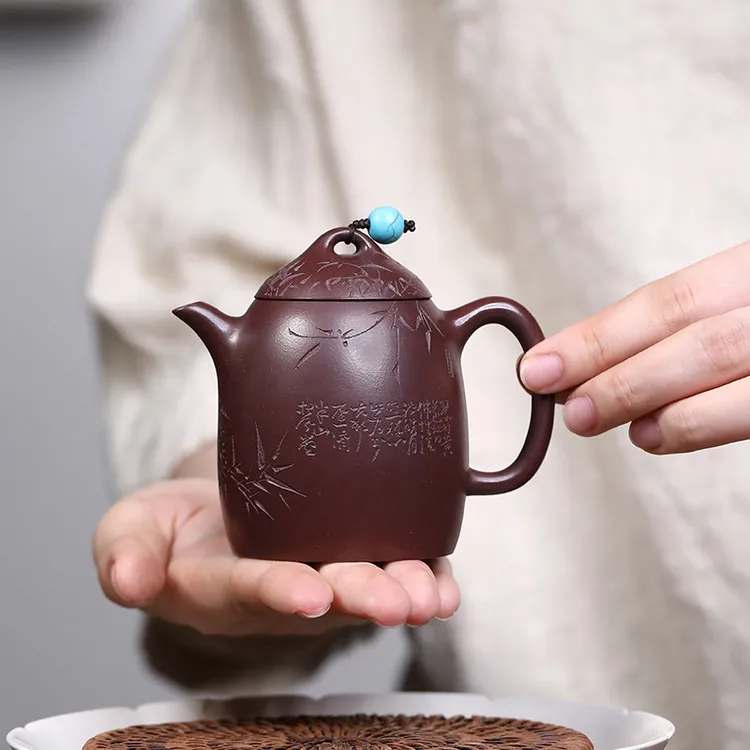 宜兴紫砂茶壶秦权壶140cc内推球孔家用办公泡茶壶茶具功夫紫砂壶 