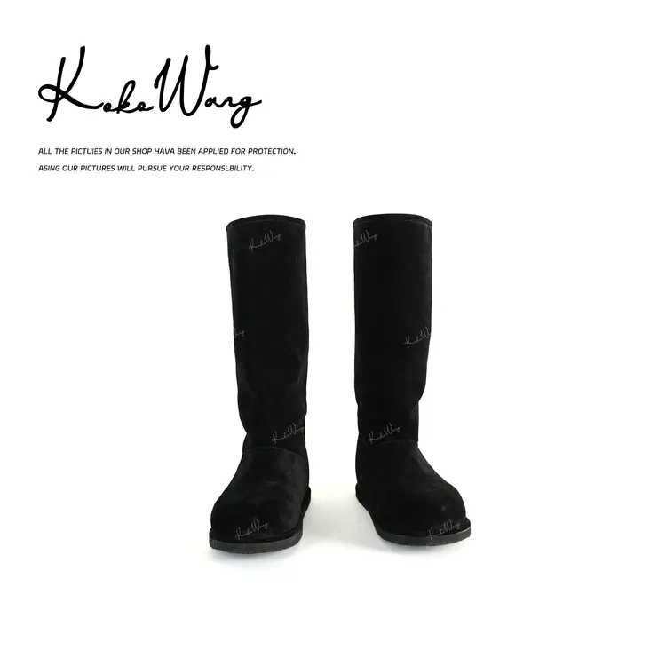 KOKO WNAG 冬季极简风真皮羊毛内里中长款时尚雪地靴 X4345K21X01