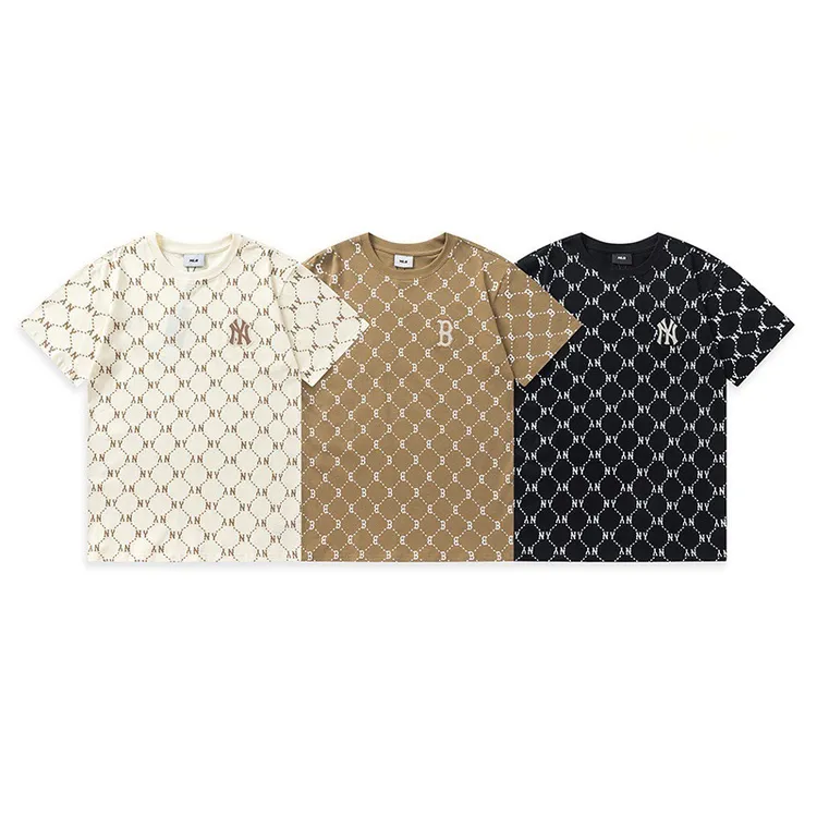 高品质mlb短袖25春夏新款复古老花满印字母LOGO宽松休闲男女款T恤