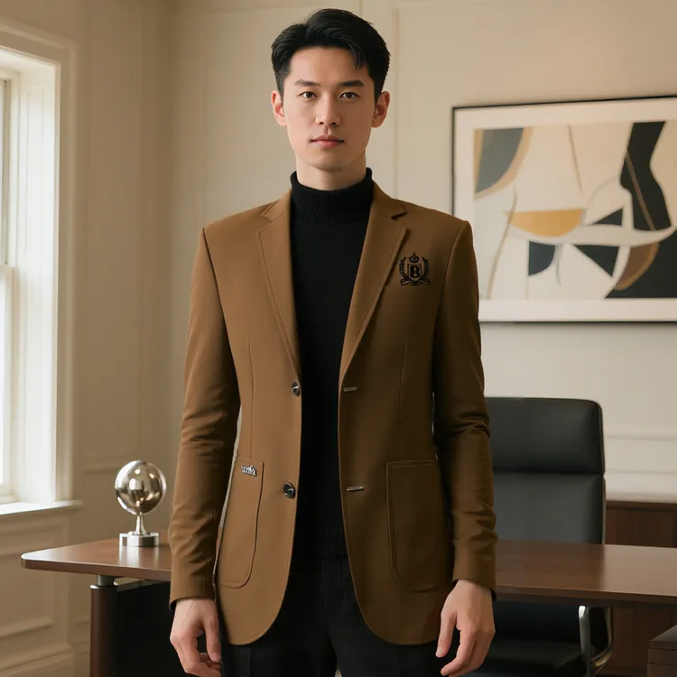 2025春季男士商务休闲西服纯色帅气小西装中年青年男外套一件代发