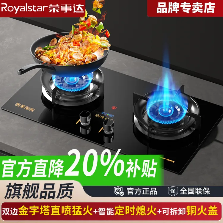 荣事达煤气灶双灶家用天然气燃气灶台嵌两用定时节能猛火灶液化气