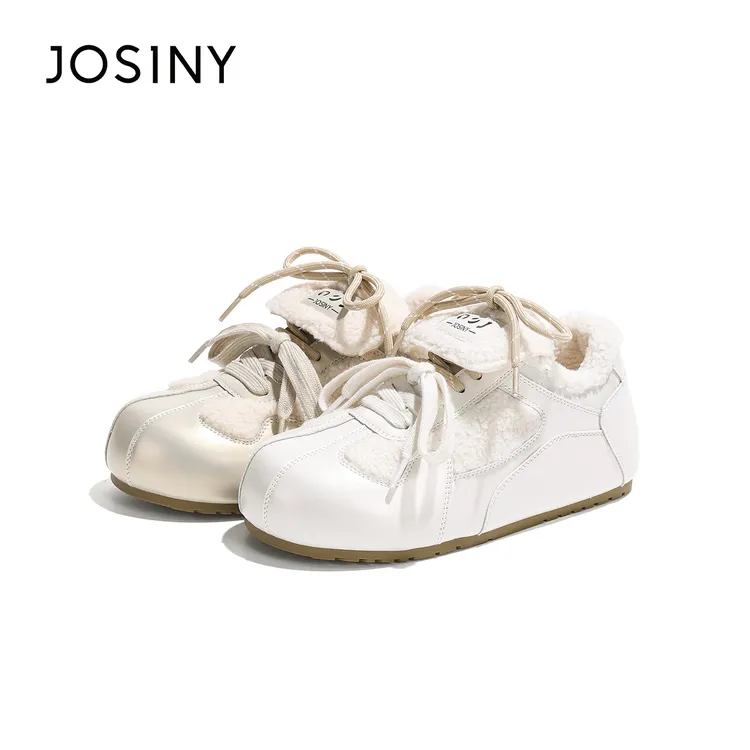 卓诗尼【琥珀流光】德训鞋女秋冬新款加绒保暖增高百搭圆头休闲板鞋商品图