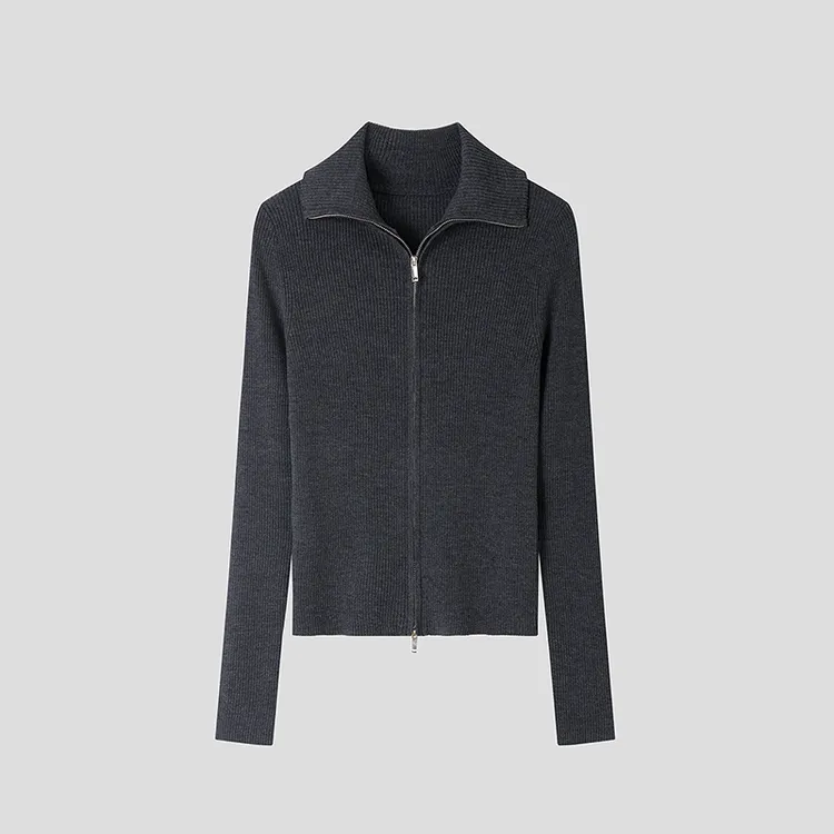 【轻运动开衫】重磅双开拉链otw羊毛纱线修身显瘦女士针织开衫