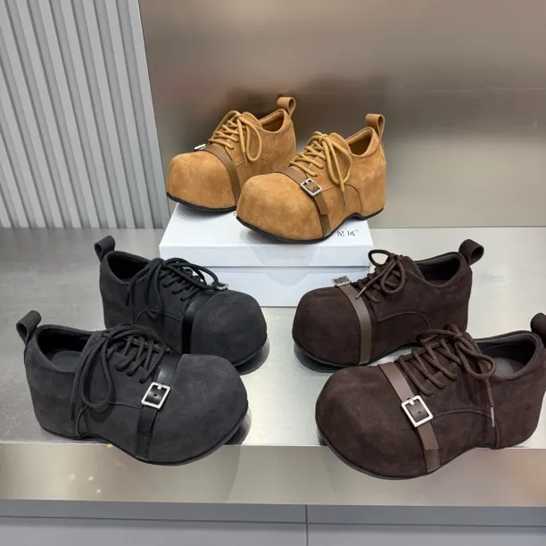 世8087-1新款厚底内增高反绒皮系带款卡皮巴拉