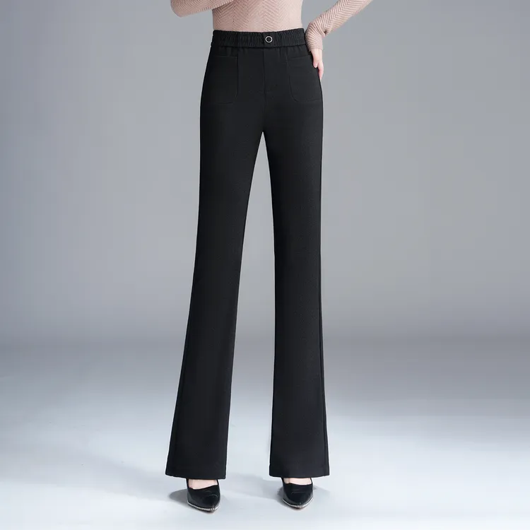 微喇裤子女2025春秋季新款松紧高腰显瘦垂感休闲中年妈妈喇叭长裤