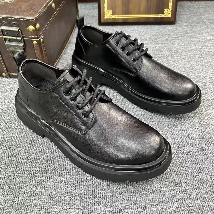 啄木鸟2024秋季新款男士休闲皮鞋男真皮韩版休闲一脚蹬爸爸鞋