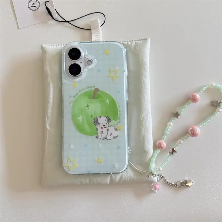 IMD青苹果小狗适用iphone16苹果15果冻手机壳小米OPPO华为荣耀
