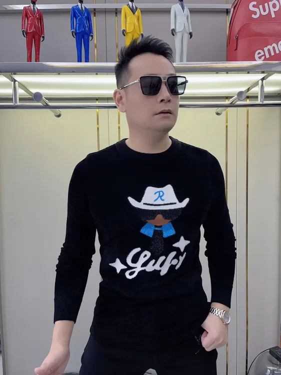 男士高端瓯货时尚潮流天鹅绒针织毛衣《小老头》