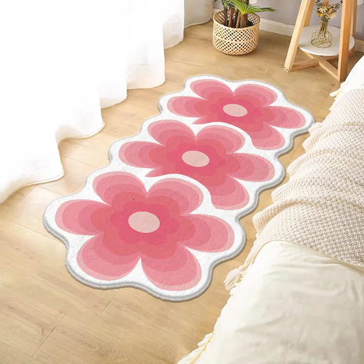 卧室床边地毯短羊绒闺房儿童垫子客厅茶几旁异形毯田园风公主脚垫