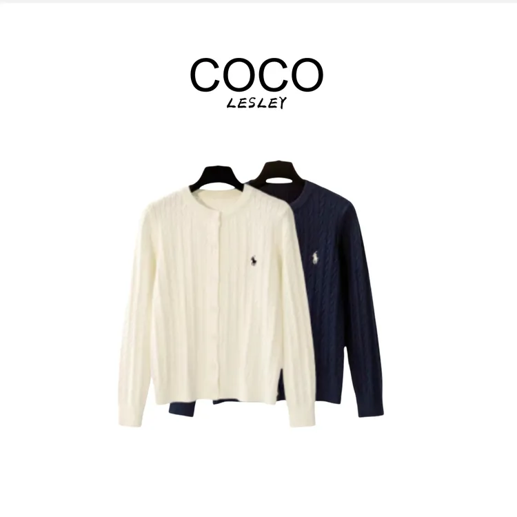 【COCO LESLEY】春秋季爆款战马刺绣麻花针织开衫女外套Z124