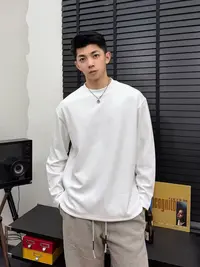 浩仔STUDIO纯色宽松经典cleanfit长袖高领设计感T恤633