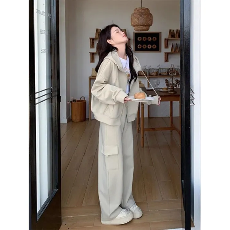 大码300斤秋季爆款卫衣休闲运动套装女2025新款工装阔腿裤两件套