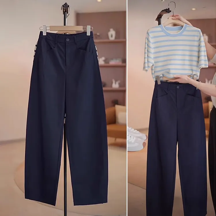 高级弯刀西装裤女2025年新款夏季薄款高腰休闲阔腿裤垂感直筒裤子