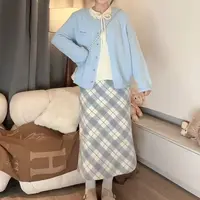 胖颖专属大码秋季新款开叉格子半身裙韩系复古包臀裙2034+666